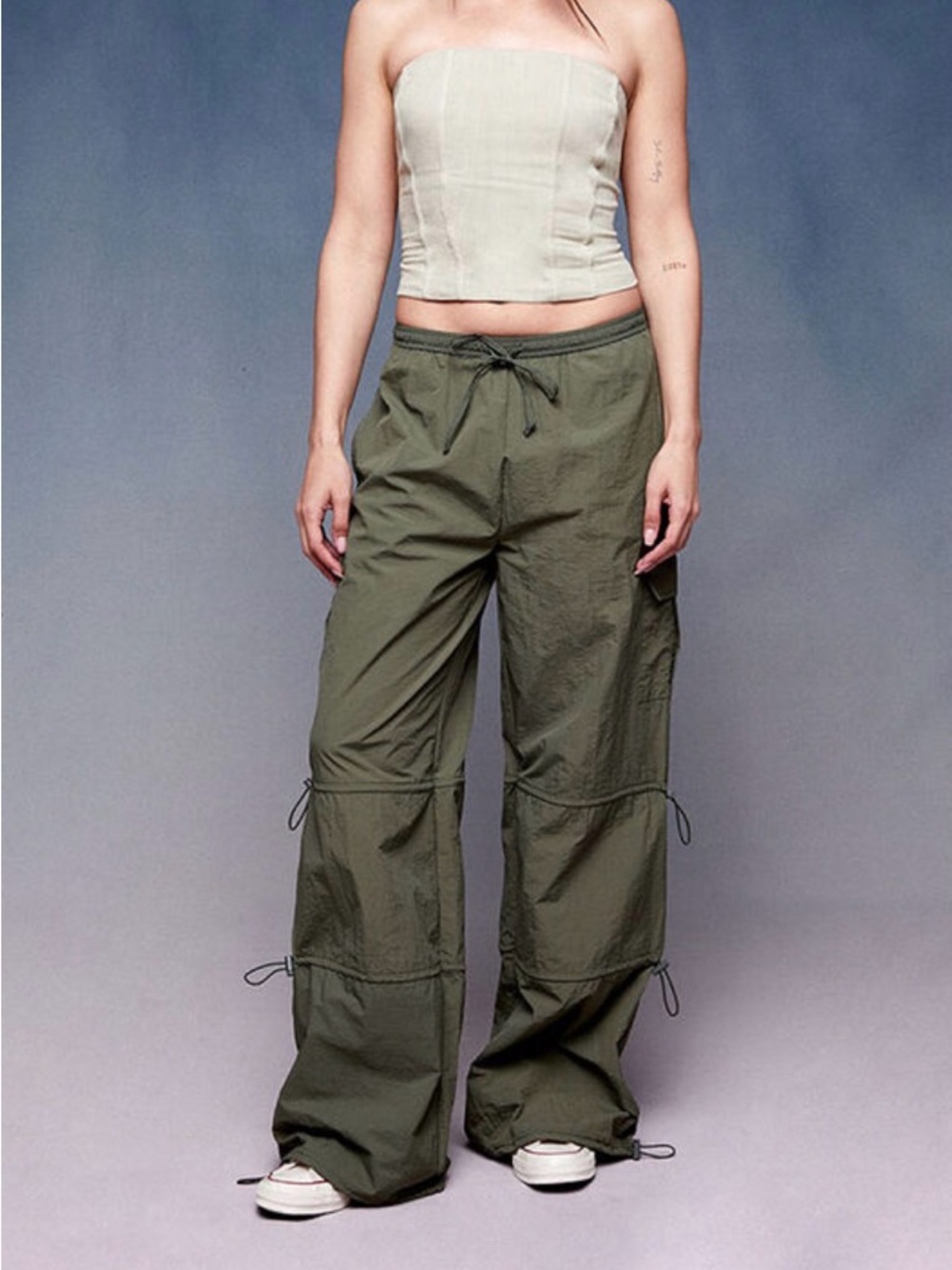 PacSun Ryan Destiny Drawstring Olive Green Cargo Utility Pants Size XS
